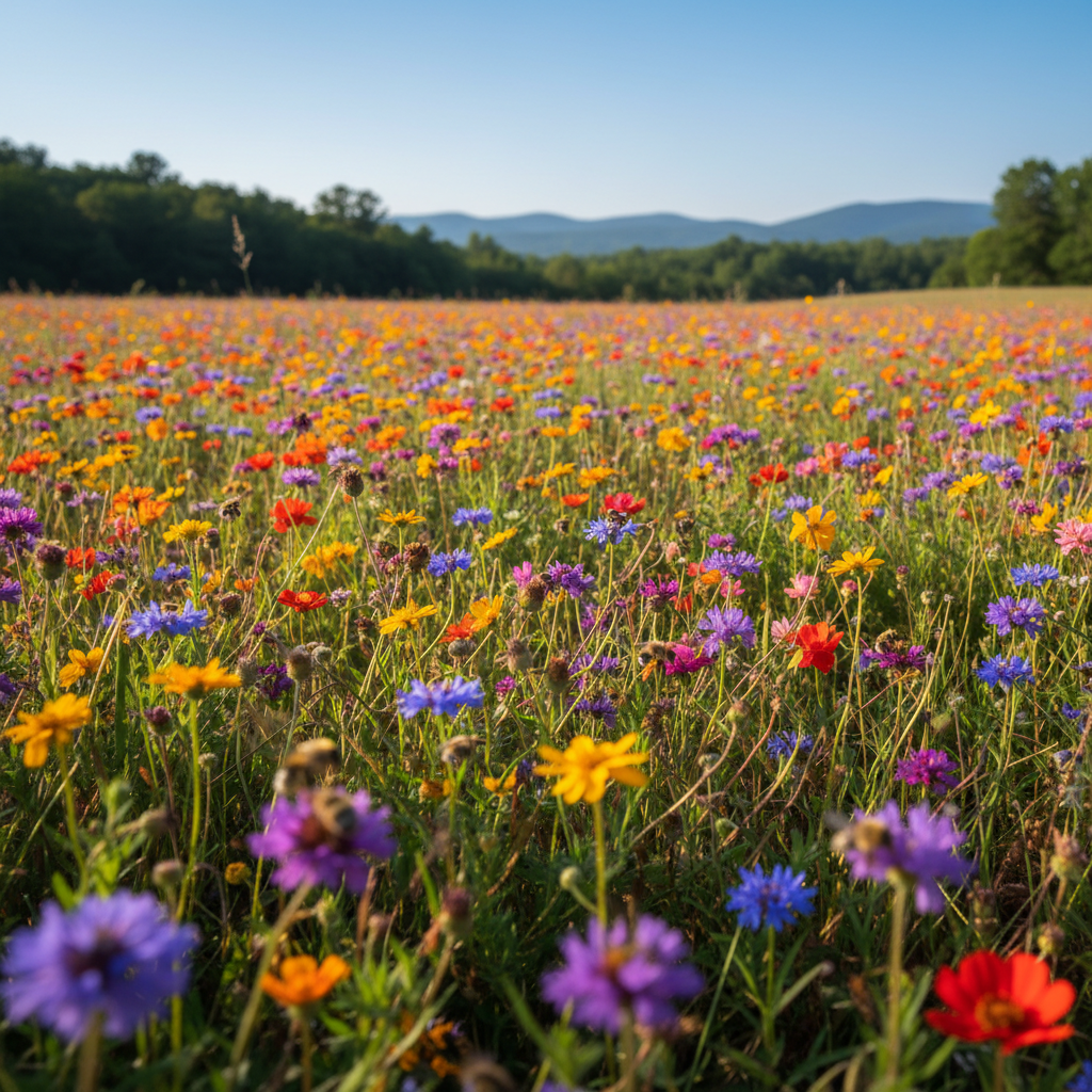 Beautiful meadow of colorful wildflowers in bloom