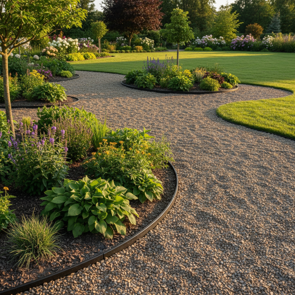 Landscape garden edging installed along a garden bed