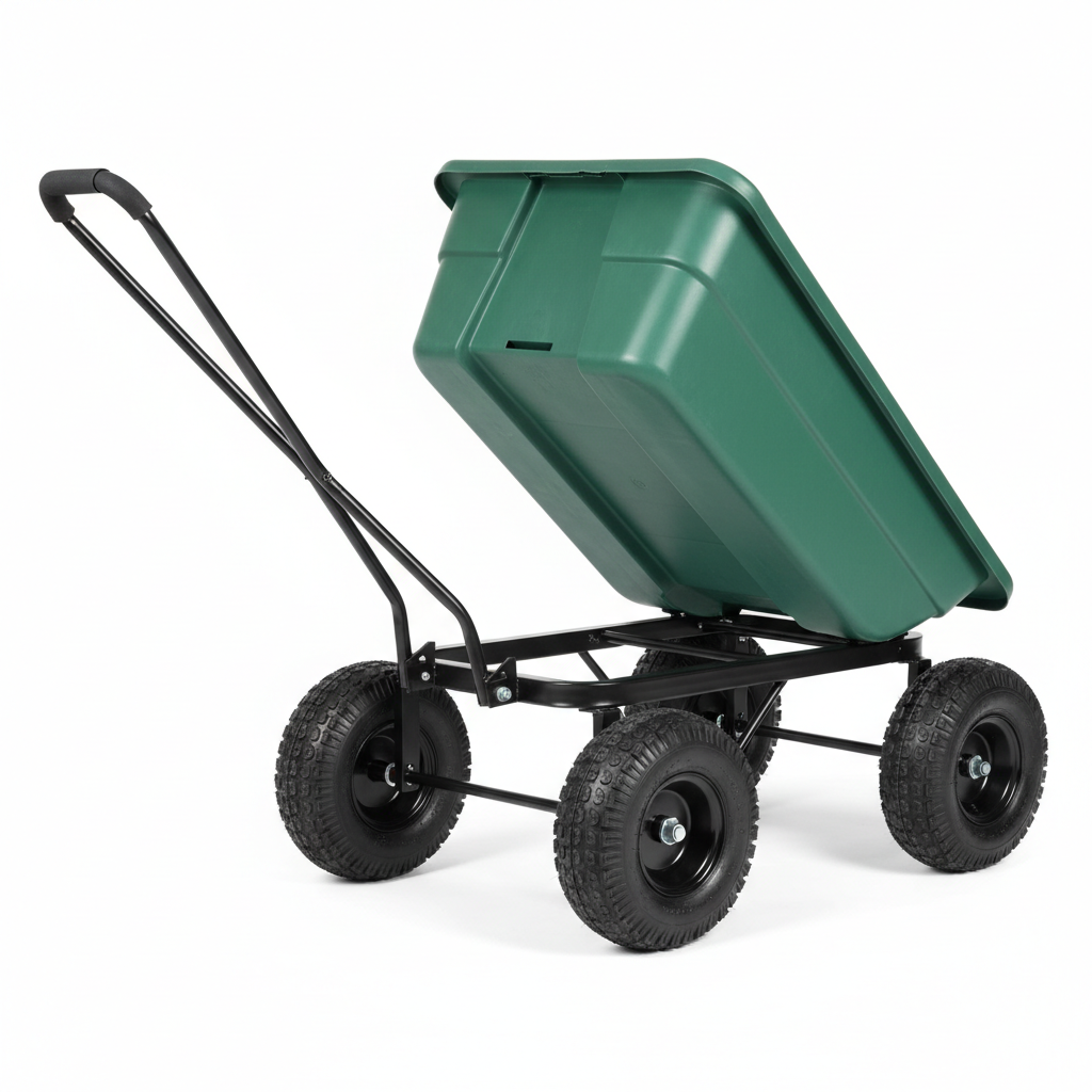 Garden dumping cart product shot on white background